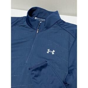 Under Armour 1/4 Zip Pullover Sweatshirt Mens Small Loose ColdGear Blue